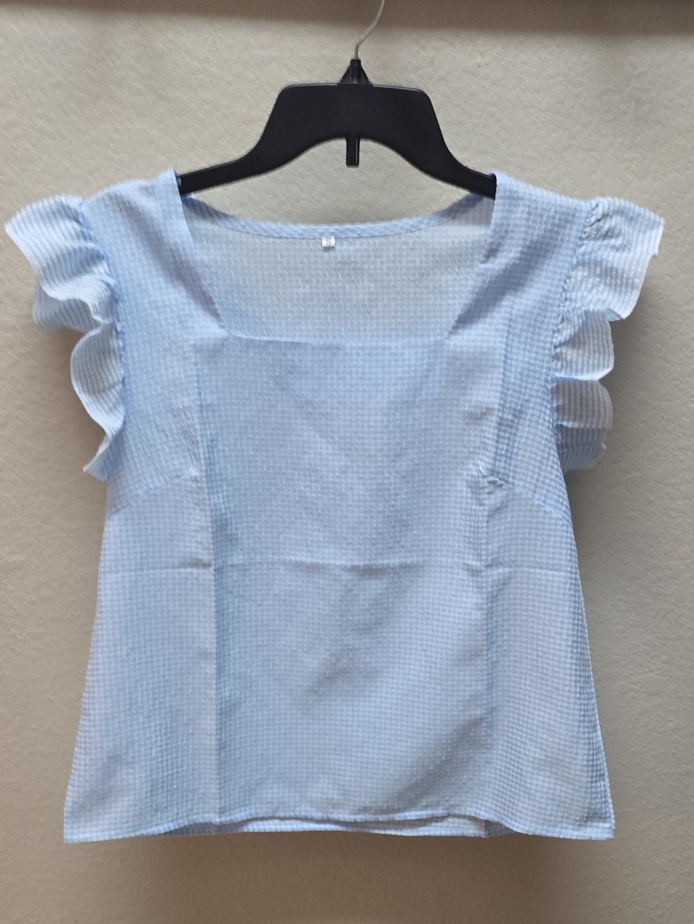 Light Blue Ruffle Sleeve Square Neck Women’s Top -Size Small